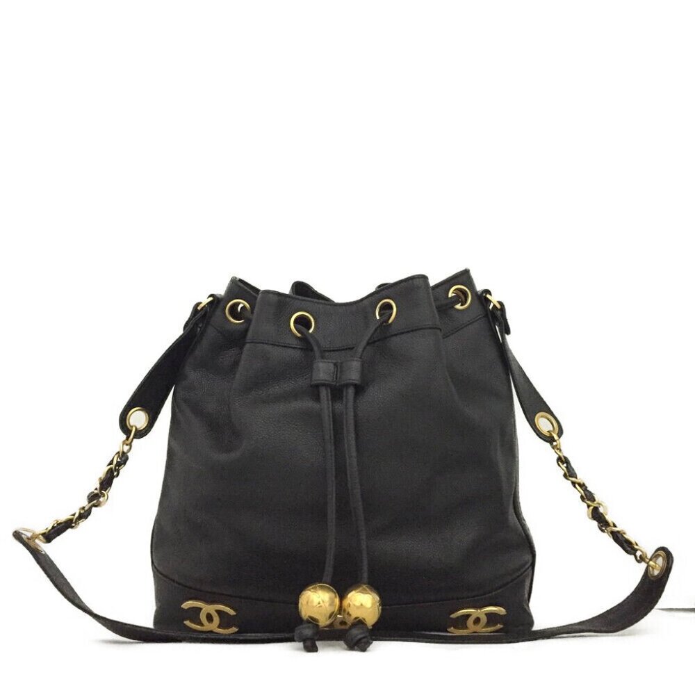 Authentic Chanel Vintage Caviar Bucket Bag Triple CC w 24k Gold-Plated Hardware - Picture 4 of 13